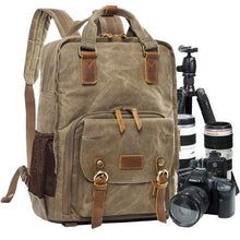 Load image into Gallery viewer, Waterproof Waxed Canvas Camera Backpack
