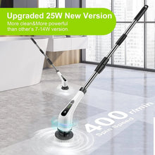 Load image into Gallery viewer, Electric Spin Power Scrubber Cordless Cleaning Brush Long Handle 7 Heads
