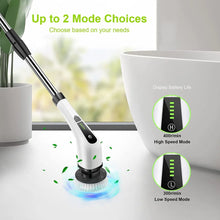 Load image into Gallery viewer, Electric Spin Power Scrubber Cordless Cleaning Brush Long Handle 7 Heads
