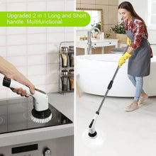 Load image into Gallery viewer, Electric Spin Power Scrubber Cordless Cleaning Brush Long Handle 7 Heads
