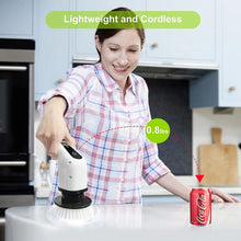 Load image into Gallery viewer, Electric Spin Power Scrubber Cordless Cleaning Brush Long Handle 7 Heads
