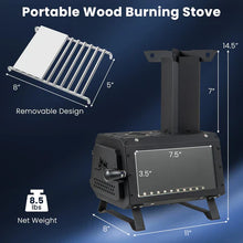 Load image into Gallery viewer, Portable Wood Burning Camping Cooking Heater Stove
