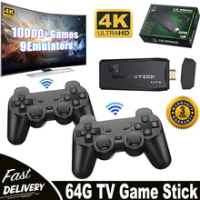 Load image into Gallery viewer, HDMI 4K TV Game Stick Console | 64GB with 20,000+ Retro Games &amp; 2 Wireless Gamepads
